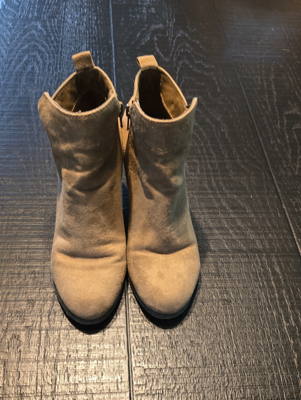 Call It Spring Tan Suede Ankle Booties with Side Zip
